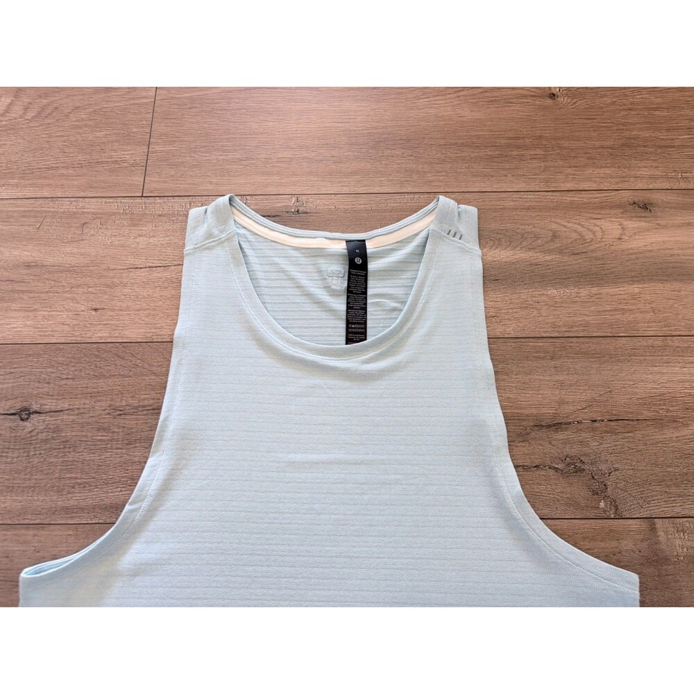 LULULEMON License To Train Tank Top Mens M Monaco Blue Mesh Strips Quick Dry - Picture 2 of 8